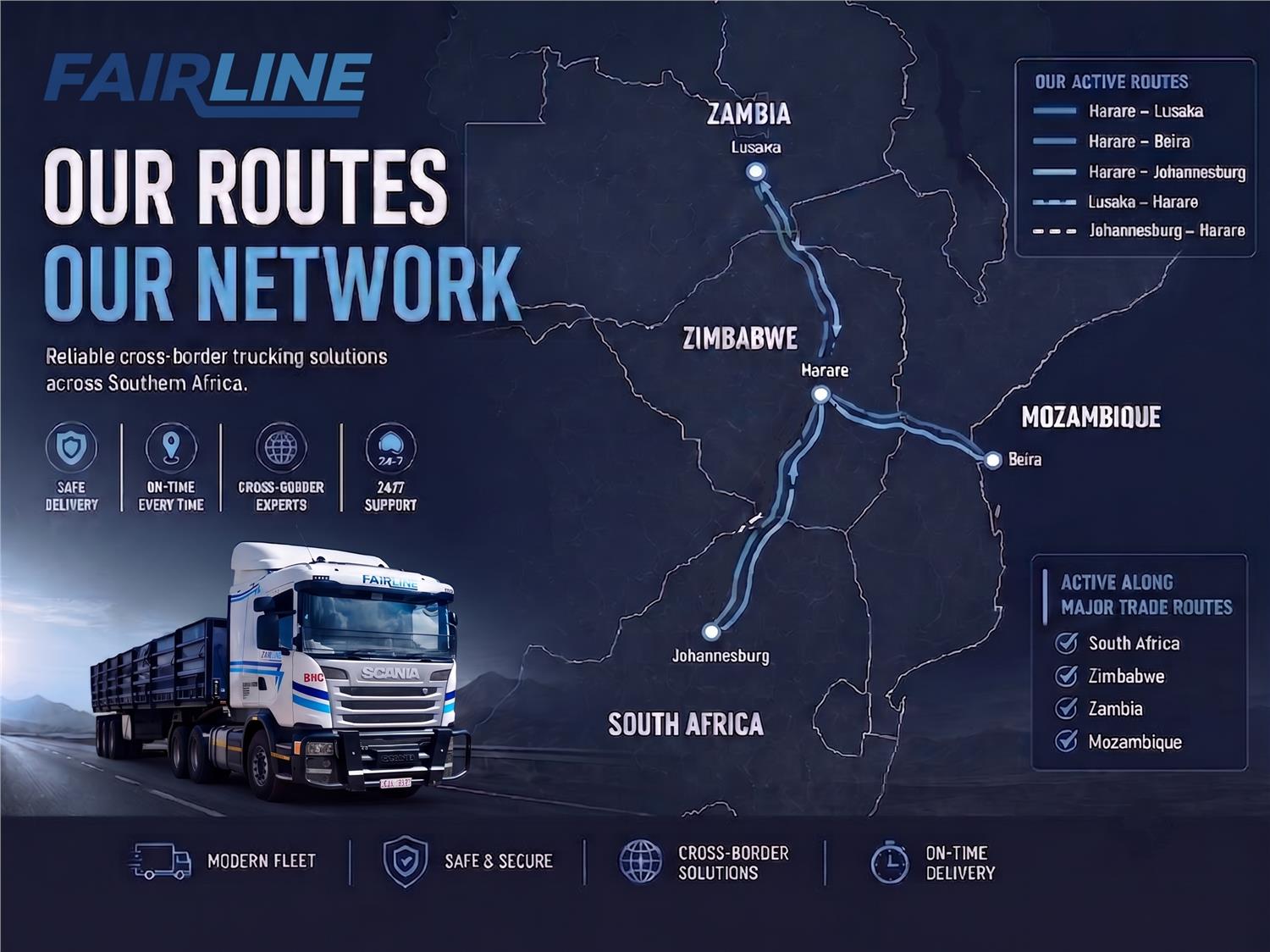 Fairline active routes network map